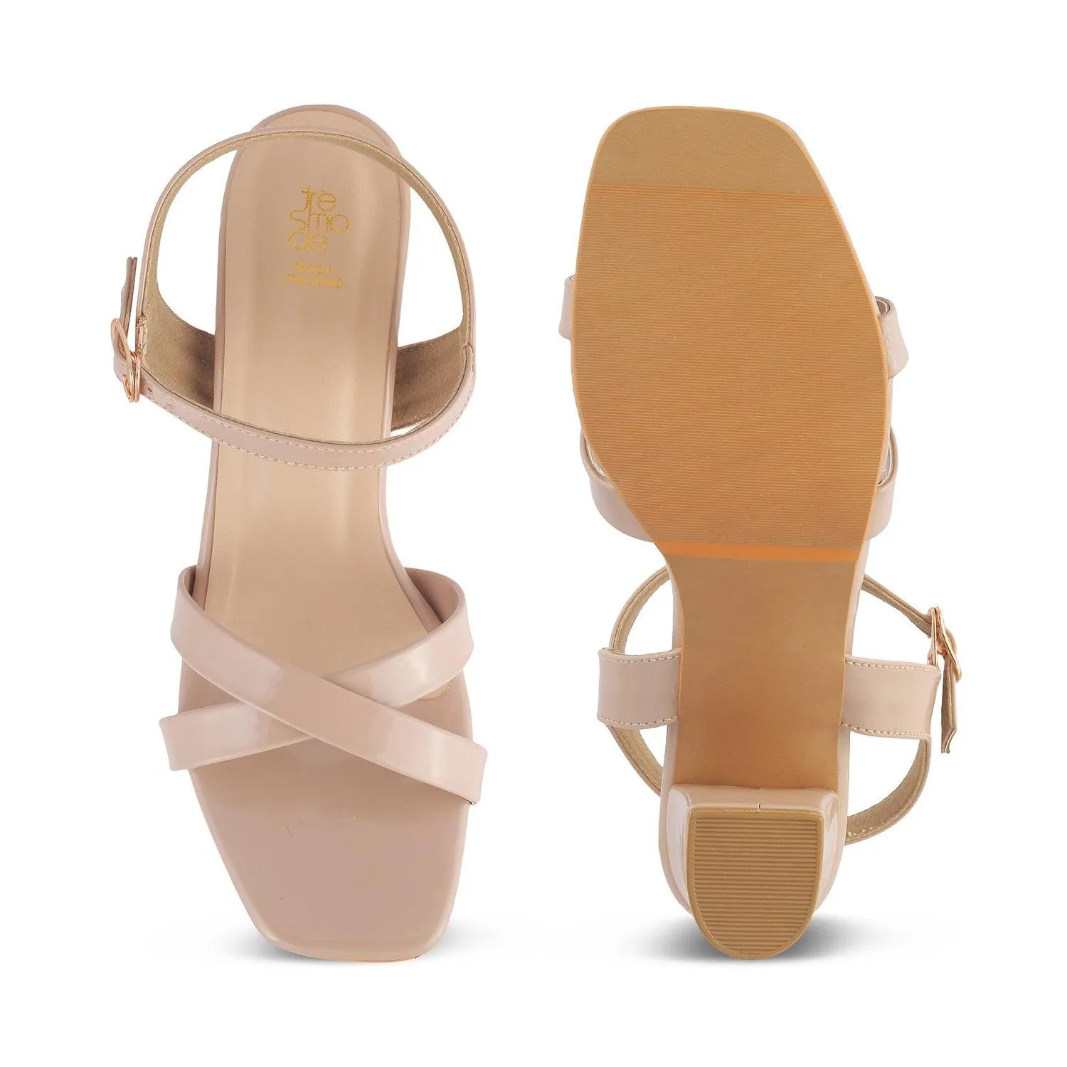 The Rochelle Beige Women's Dress Block Heel Sandals Tresmode