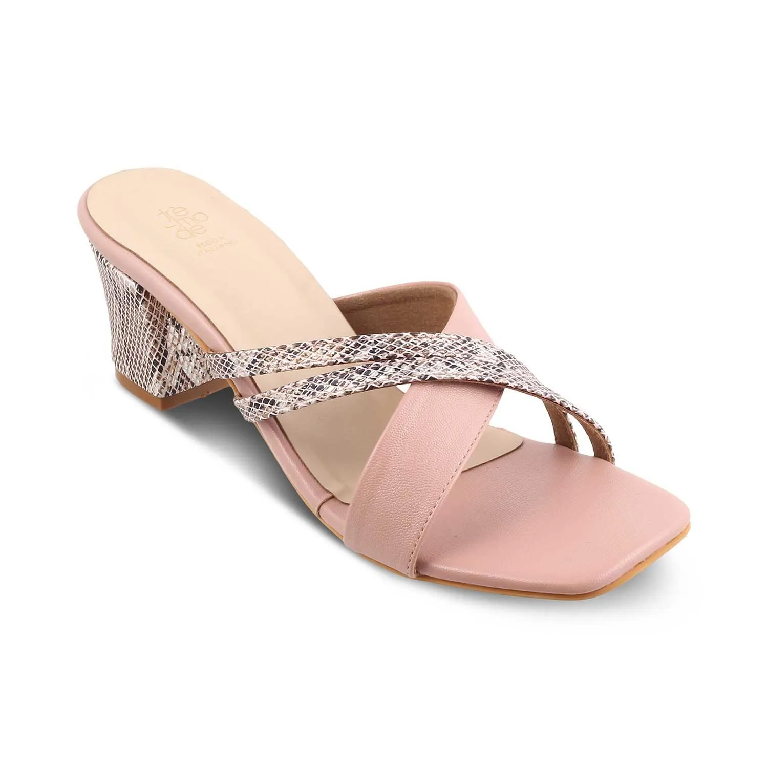 The Stripblock Pink Women's Dress Block Heel Sandals Tresmode