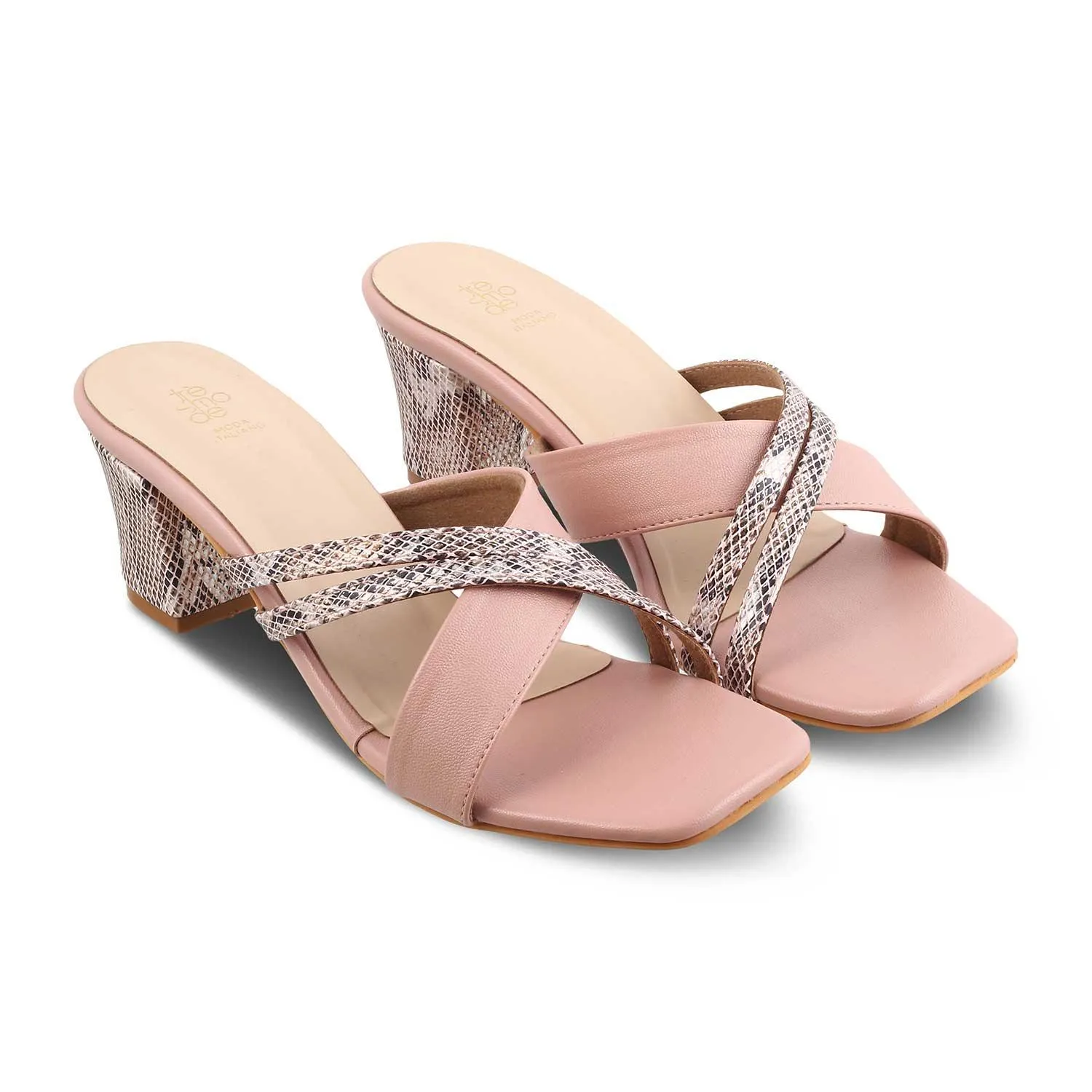 The Stripblock Pink Women's Dress Block Heel Sandals Tresmode