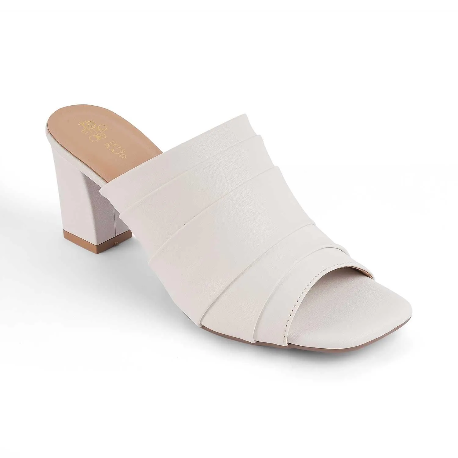 Tresmode Coco White Women's Dress Block Heel Sandals