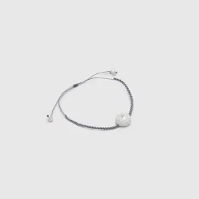 Urchin with pearl - macrame bracelet - silver 925 - grey