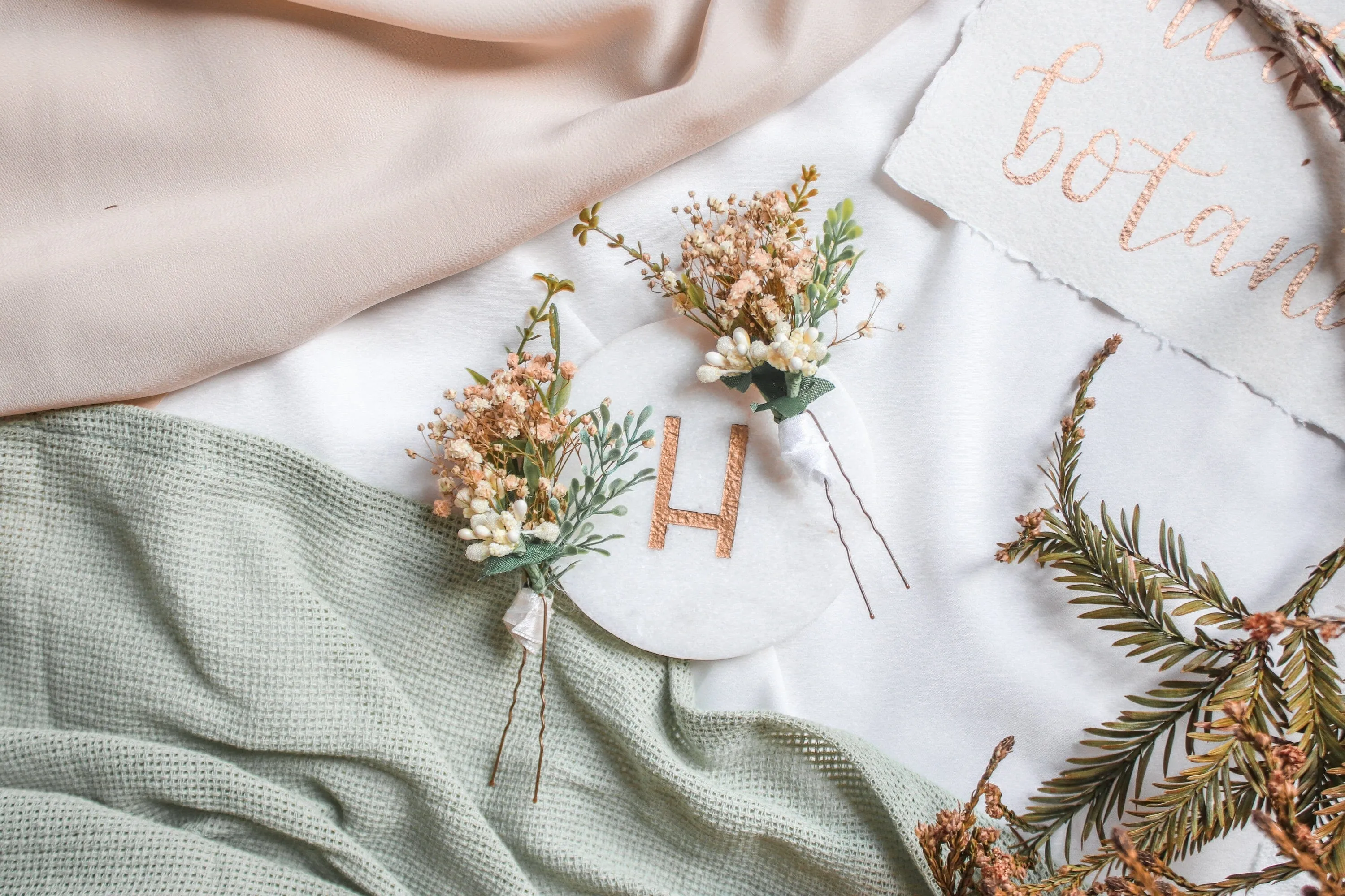 Whimsical Forest Herbs Flower Crown - dried flowers, artificial leaves, Bridal Wreaths, Bridal Crowns