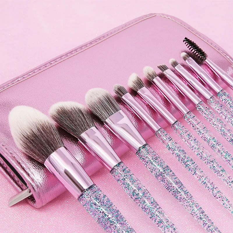 Wholesale 10 Clear Crystal Soft Bristle Makeup Brushes