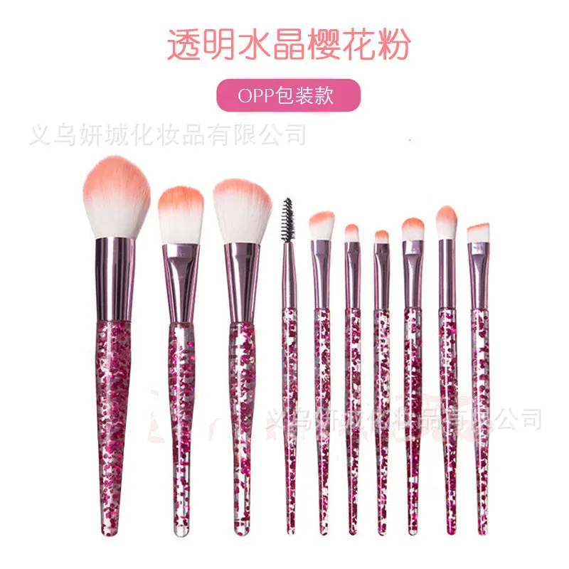 Wholesale 10 Clear Crystal Soft Bristle Makeup Brushes