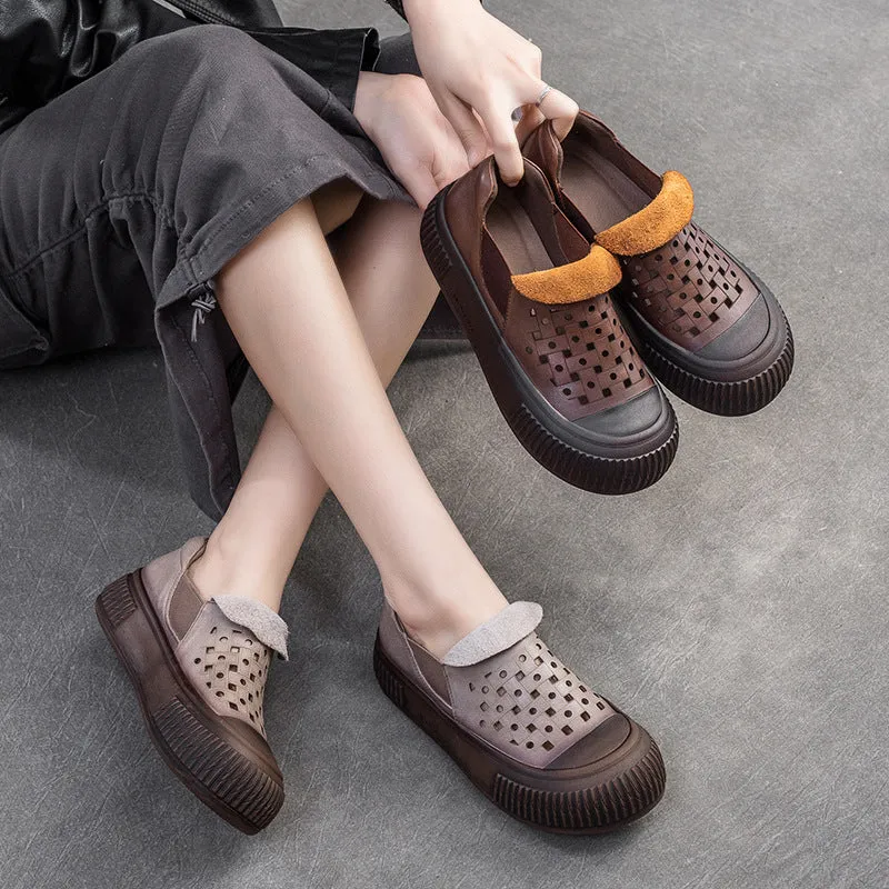 Women Minimalist Breathable Leather Flat Casual Shoes