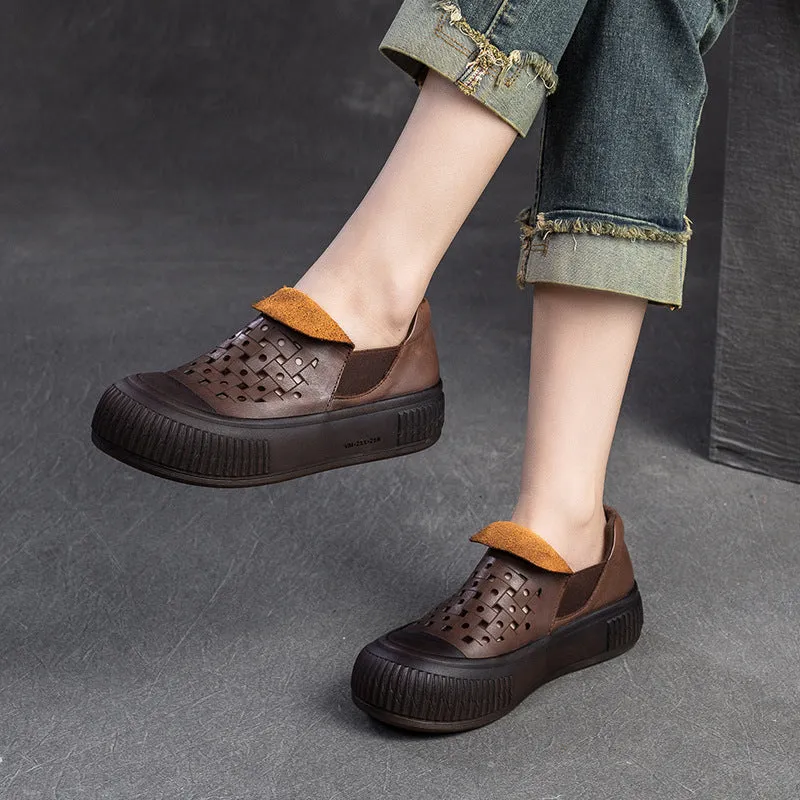 Women Minimalist Breathable Leather Flat Casual Shoes