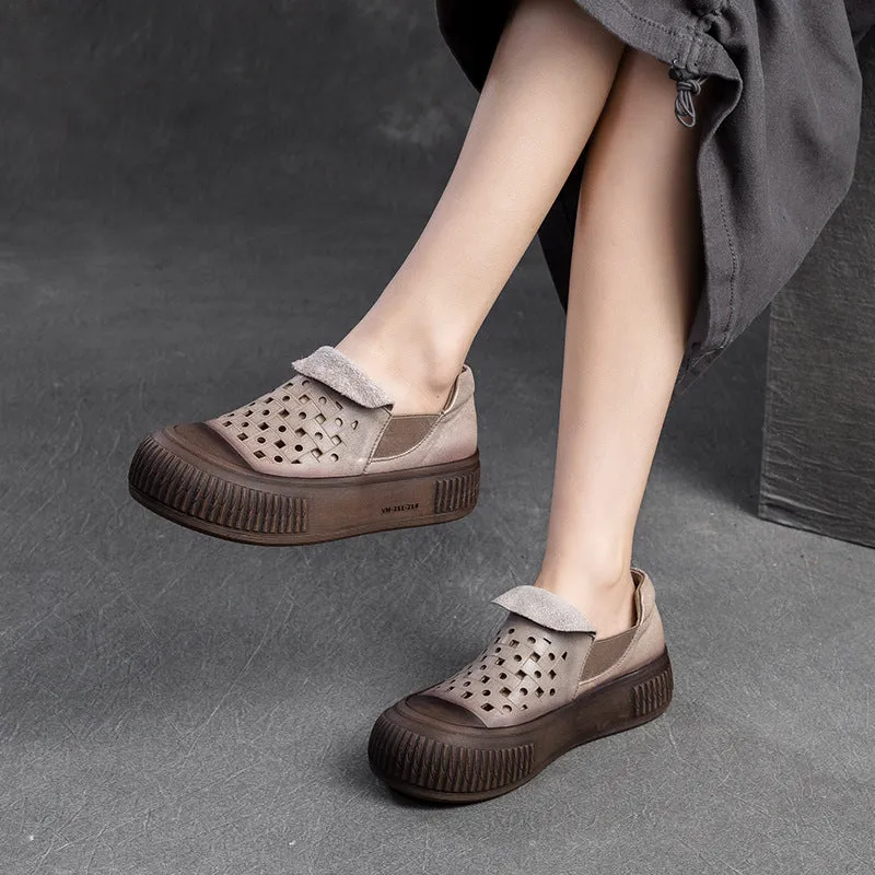 Women Minimalist Breathable Leather Flat Casual Shoes